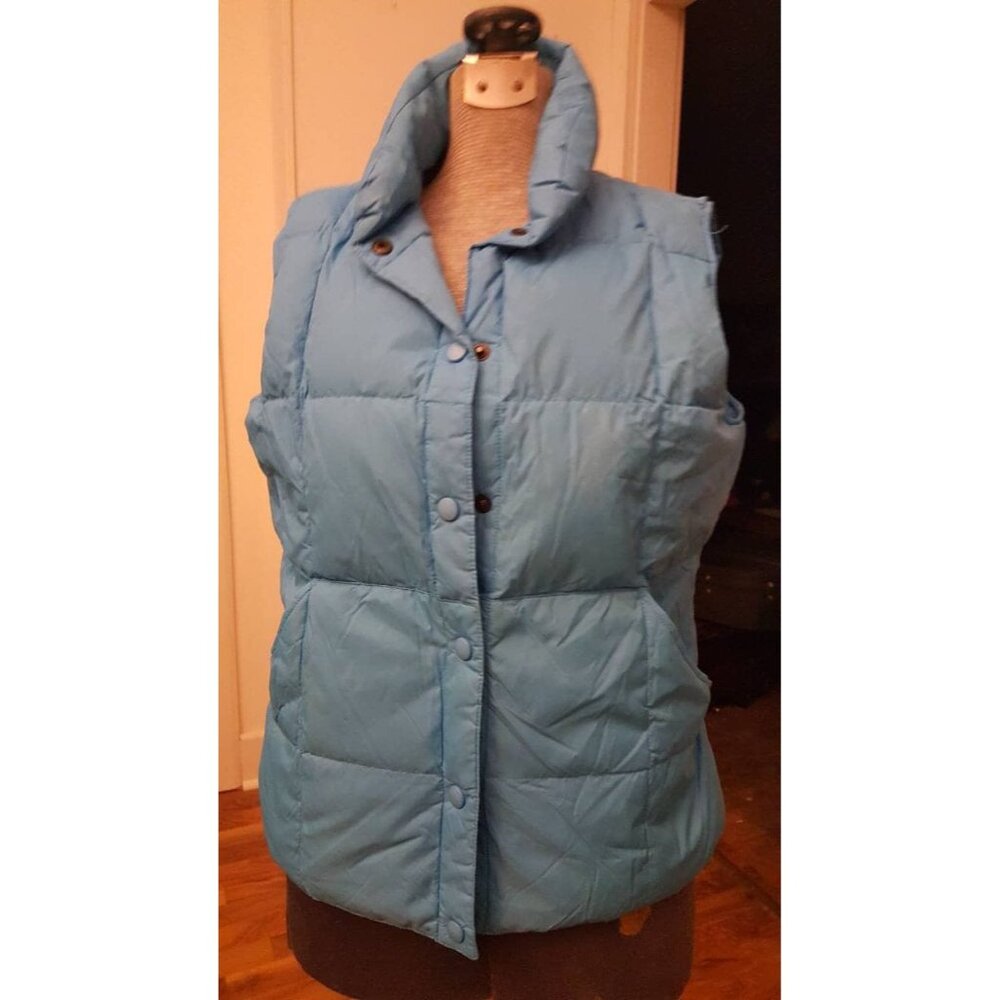 Women's turq down filled winter vest Land's End. Small